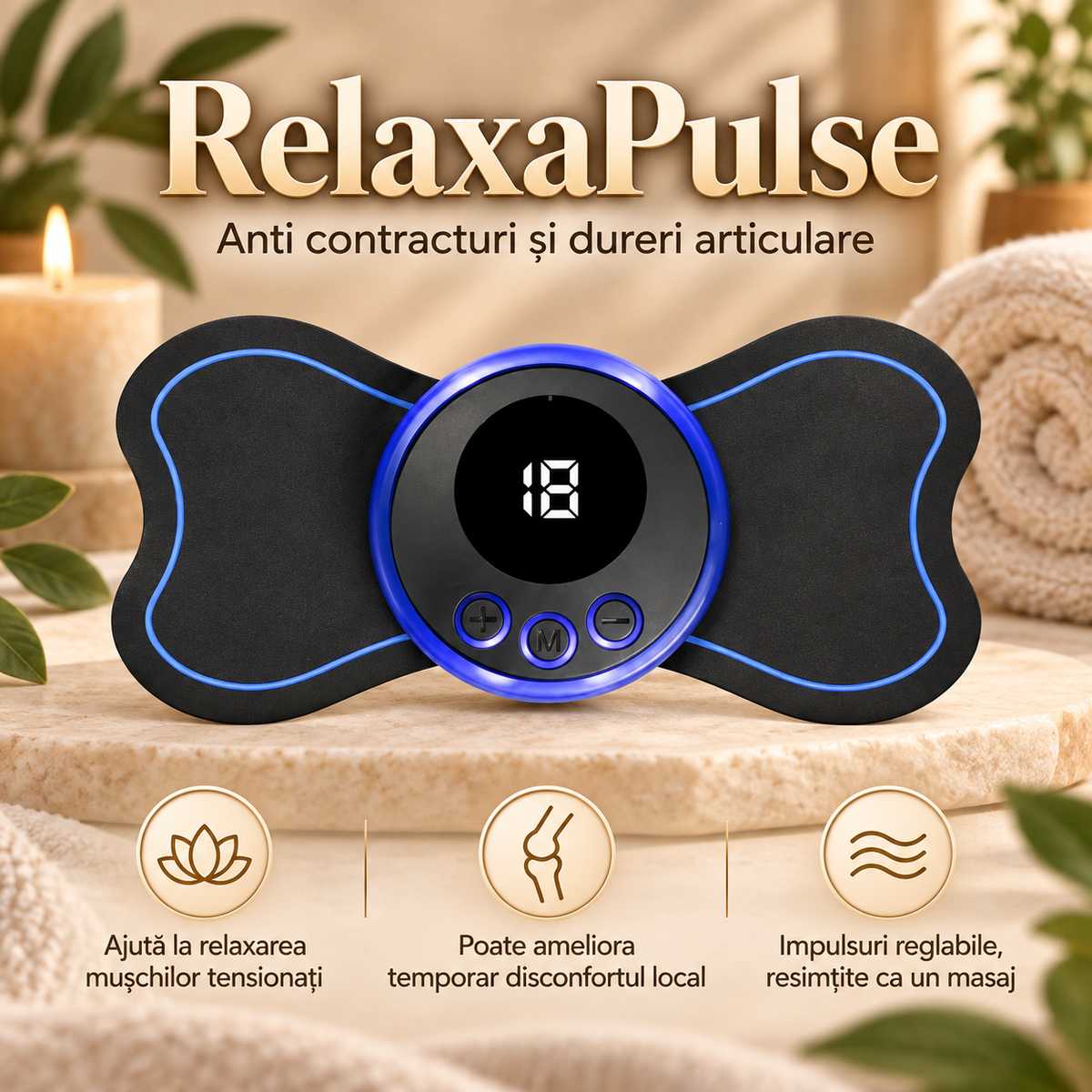 RelaxaPulse – plasture electric de masaj EMS