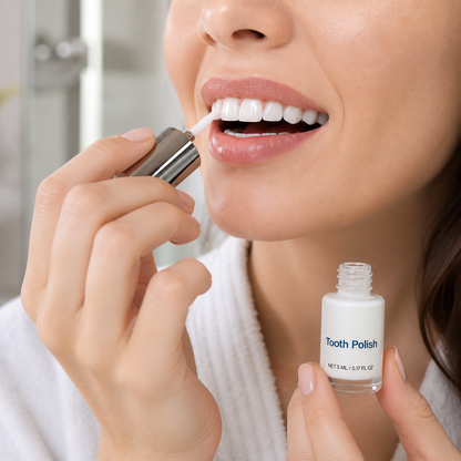 Aplicarea localizată a polishului cosmetic Tooth Polish