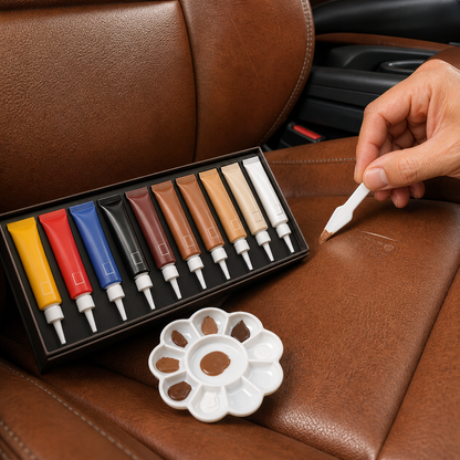 Aplicarea Reparo10 pe un scaun auto din piele